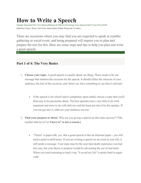 How do I write my first speech?