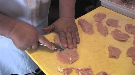 How do Thai restaurants cut chicken so thin?