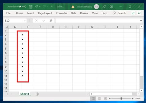 How do you add bullets in LibreOffice Excel?