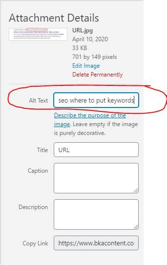 How do you add keywords to a URL?