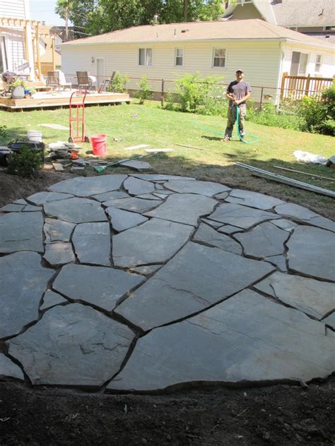 How do you build a stone patio without concrete?
