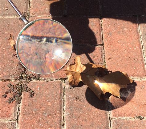 How do you burn a leaf with a magnifying glass?