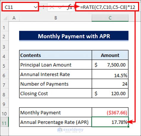 How do you calculate APR from monthly payment?