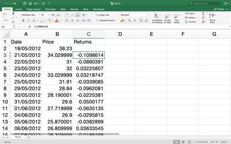 How do you calculate average daily return on a stock in Excel?