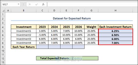 How do you calculate expected return in Excel?