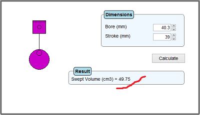 How do you calculate swept volume?