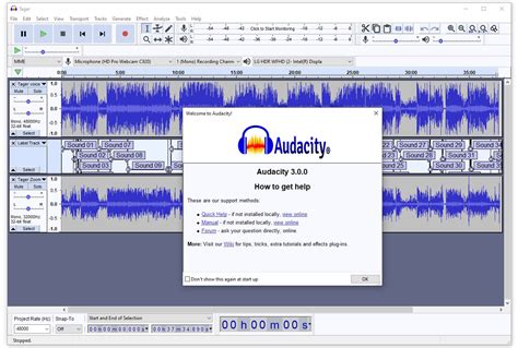 How do you change the source of audio in Audacity?