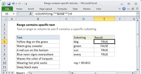 How do you check if a range of cells contains specific text and return value?