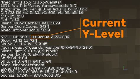 How do you check your Y level in Minecraft?