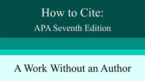 How do you cite a 7 reference with no author in APA?