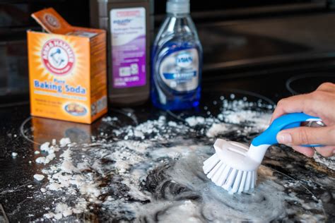 How do you clean a glass top with baking soda?