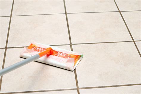 How do you clean tile floors without leaving them sticky?