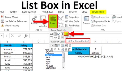 How do you create a ListBox in Excel?