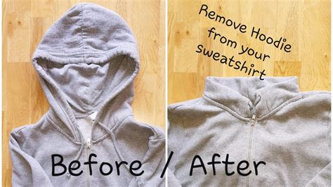 How do you cut the hood off a sweatshirt?