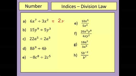 How do you divide indices?