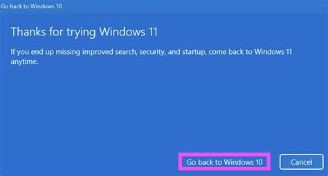 How do you downgrade Windows 11 to 10 if go back option is not available?