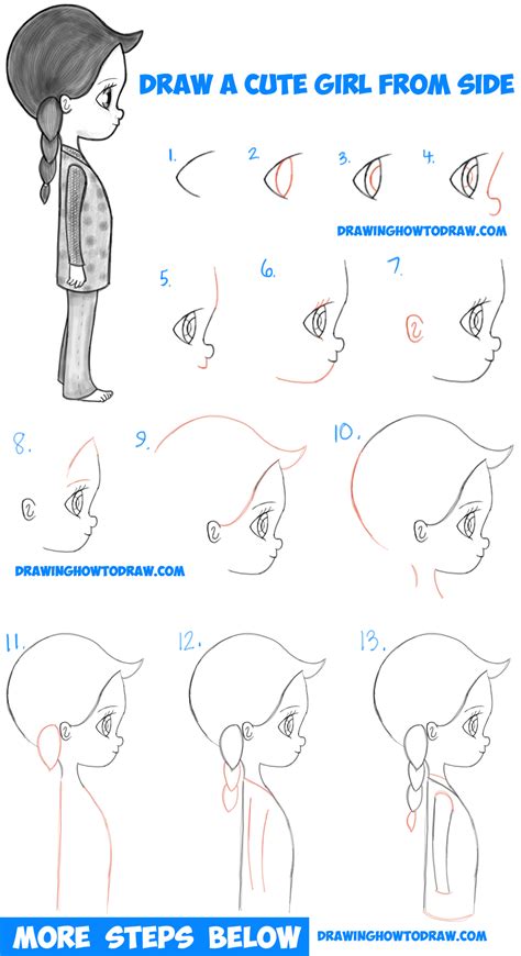 How do you draw a kawaii person step by step?