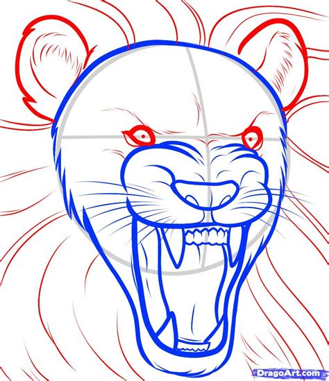 How do you draw a lion roaring?