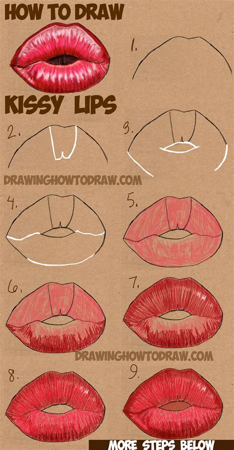 How do you draw kissy lips?