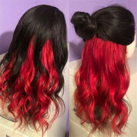 How do you dye your hair red on top black underneath?