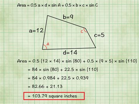 How do you find the area of a 4 sided quadrilateral?