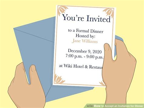 How do you formally accept an invitation?