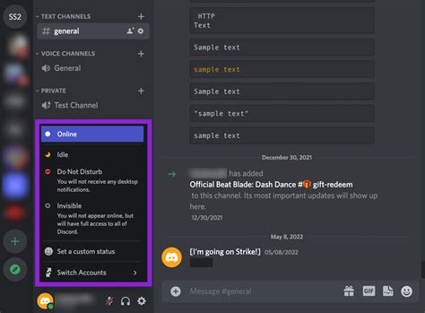 How do you get purple status on Discord?