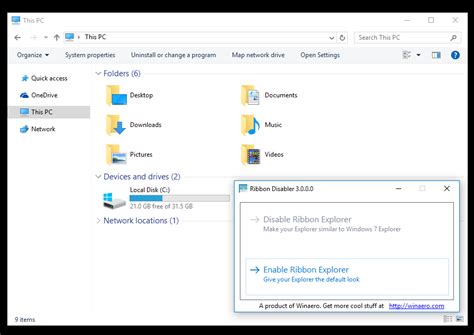 How do you hide the Ribbon in Windows 10?