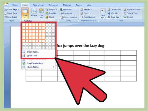 How do you insert 3 columns and 11 rows in Word?