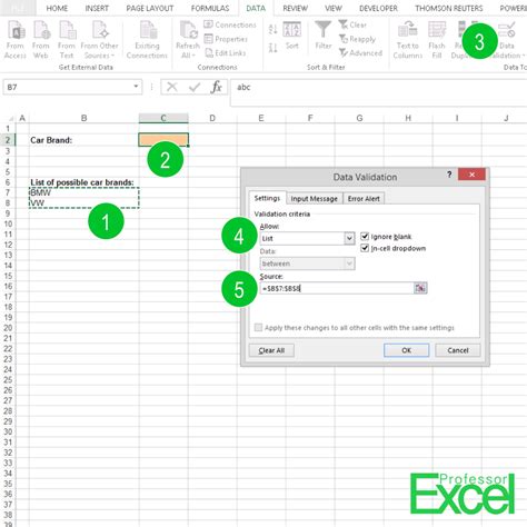 How do you insert a list in Excel?