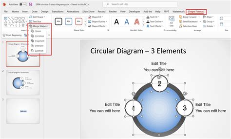 How do you intersect in PowerPoint?