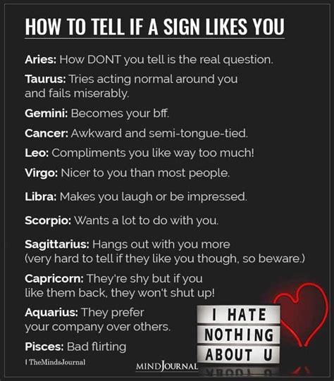 How do you know if a zodiac sign likes you?