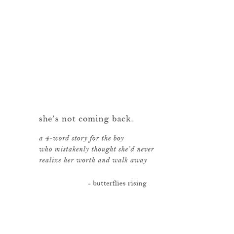 How do you know she is never coming back?