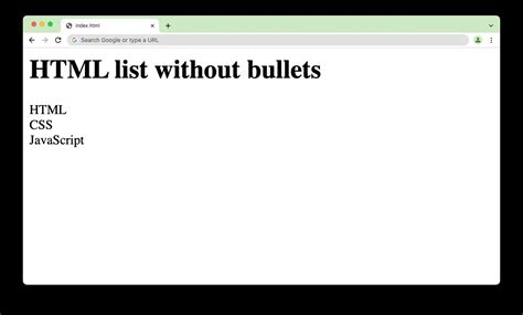 How do you list without bullets in HTML?