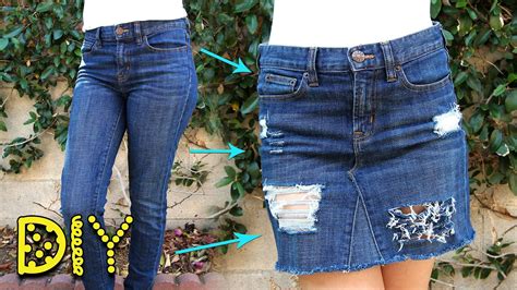 How do you make a jeans skirt without sewing?