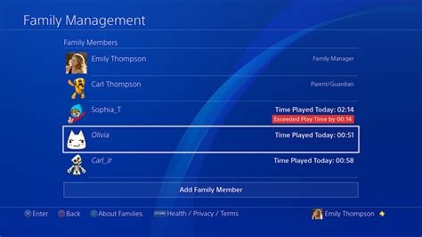 How do you manage family members on PlayStation?
