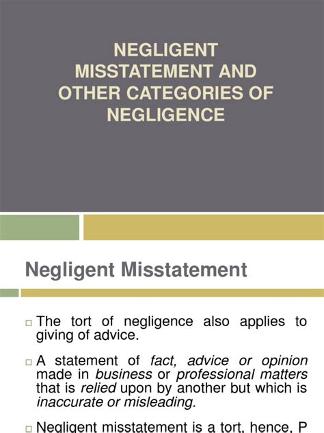 How do you prove negligent misstatement?