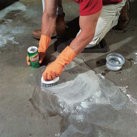 How do you remove brown stains from concrete?