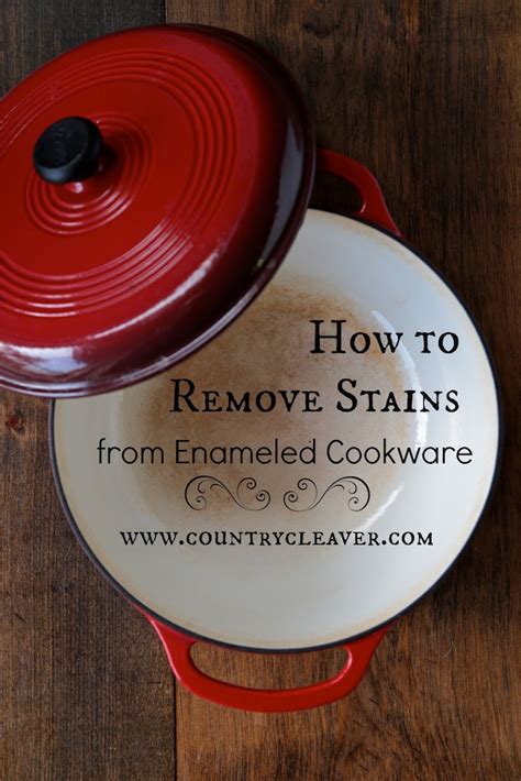 How do you remove stains from an enamel Dutch oven?