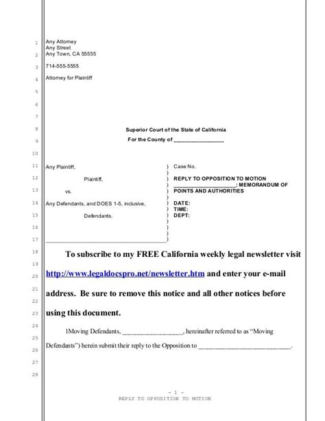 How do you respond to an opposition to a motion in California?