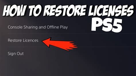 How do you restore game licenses on PS5?