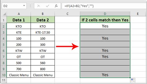 How do you return a value if two cells match?