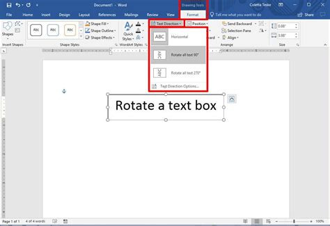 How do you rotate a file in Word?