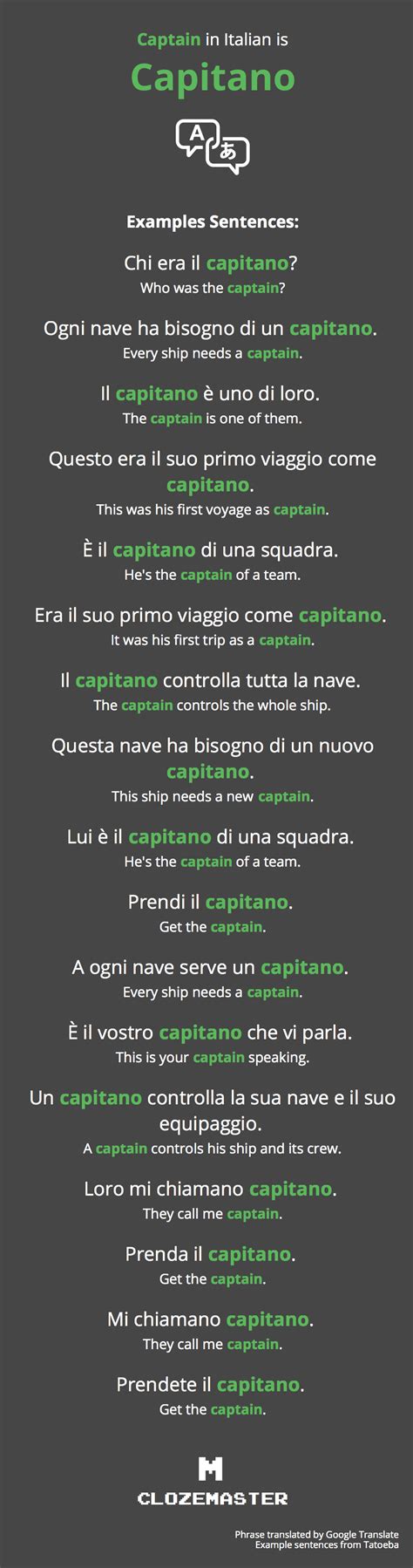 How do you say captain in Italy?