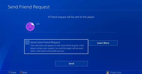 How do you send a close friend request on PS4?