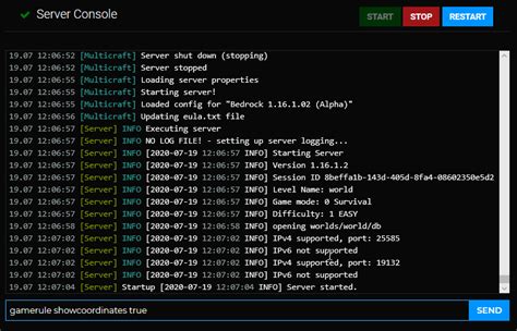 How do you show coordinates in Minecraft command line?