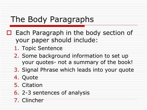 How do you start a body paragraph 1?