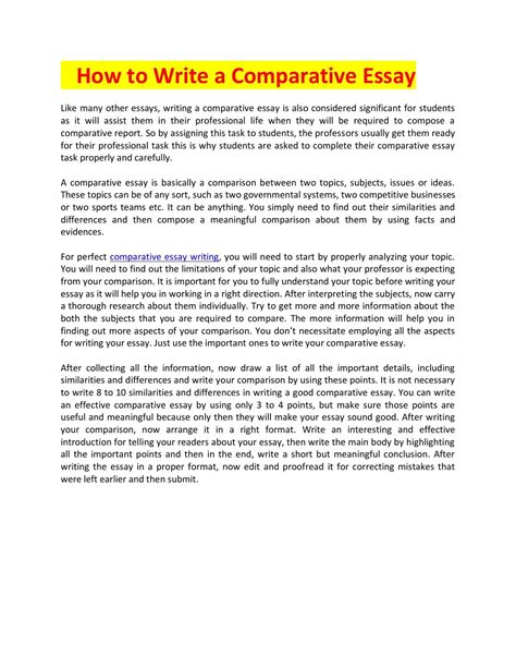 How do you start a comparative analysis essay?