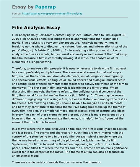 How do you start a movie analysis essay?