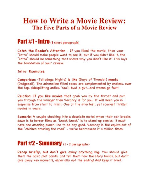 How do you start a movie review paragraph?